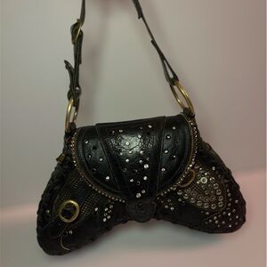 Rare Bracher Emden Leather Embollished Bag